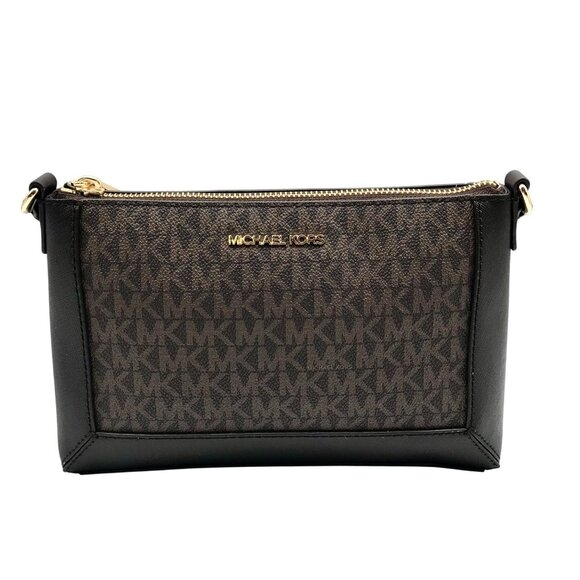Michael Kors Chocolate Coated Canvas Sallie Crossbody - Picture 1 of 11